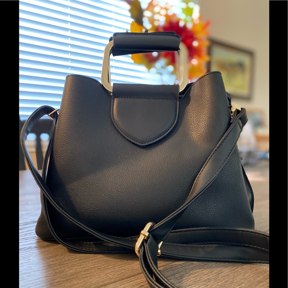 •NWOT Black with Gold Trim Purse
